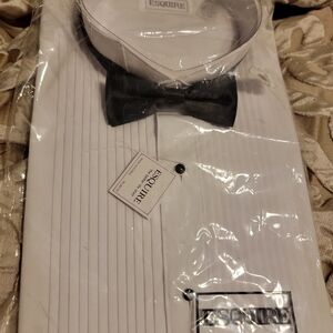 White Dress Shirt with Black Bow Tie